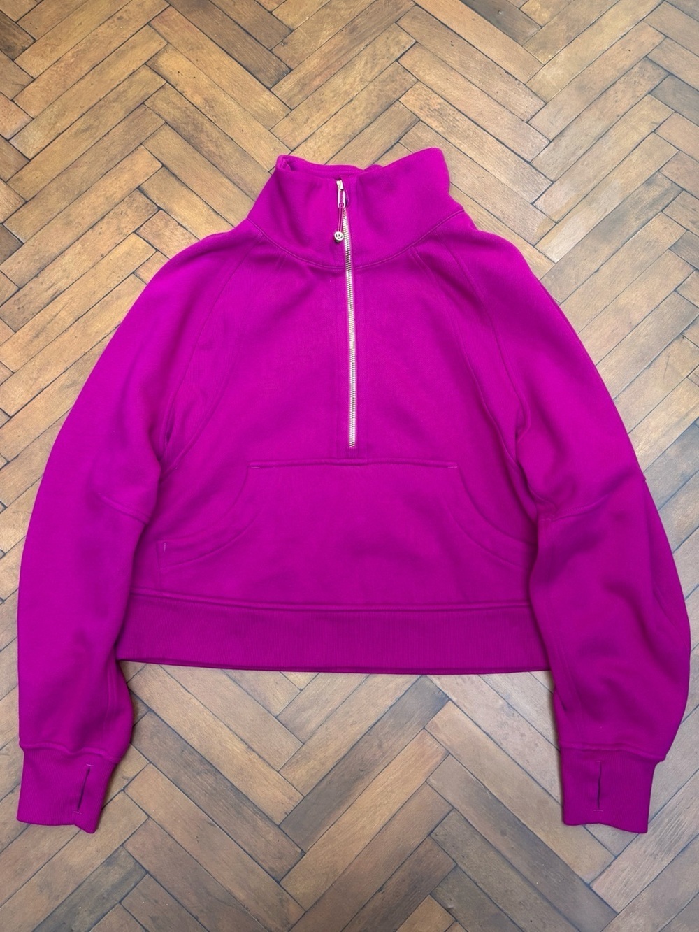 Lululemon Scuba Oversized Funnel Neck Half Zip In Ripened Raspberry/Gold XS/S
